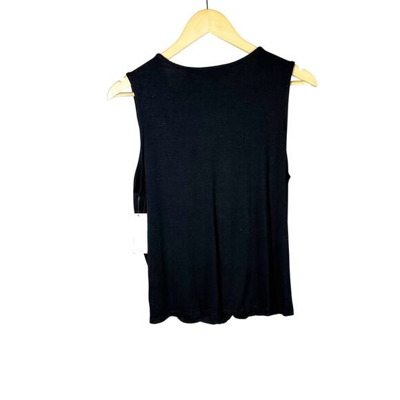 Karen Kane Layered Drape Front Casual Minimalist Top Black Size Large Stretch - Picture 2 of 8
